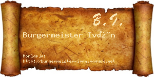 Burgermeister Iván névjegykártya